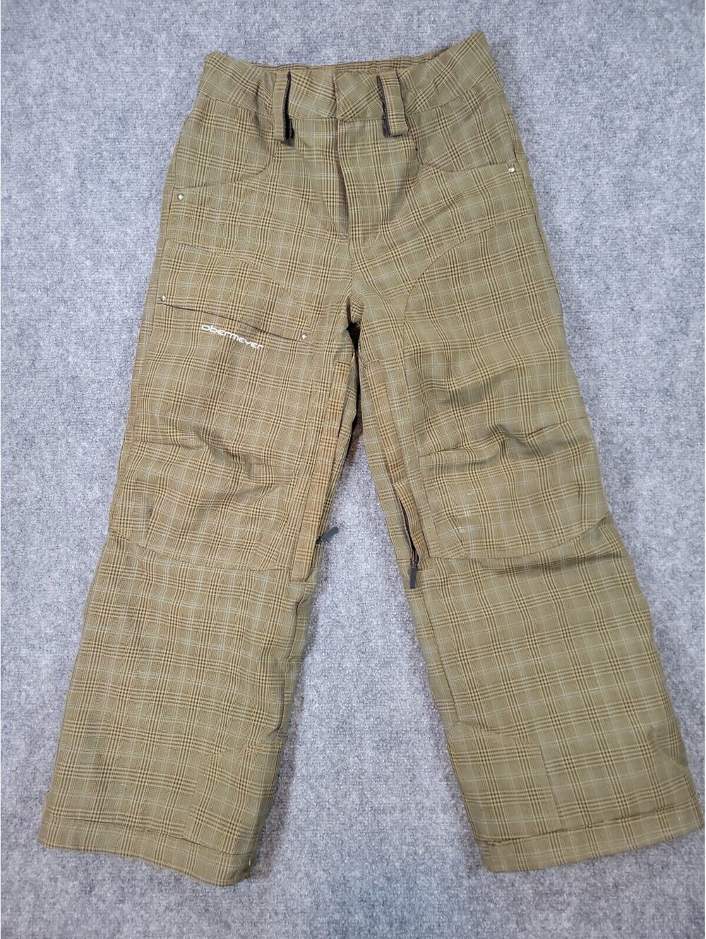 Obermeyer Ski Pants Juniors Size 12 Brown Plaid EWS Extended Wear Snowboard 501